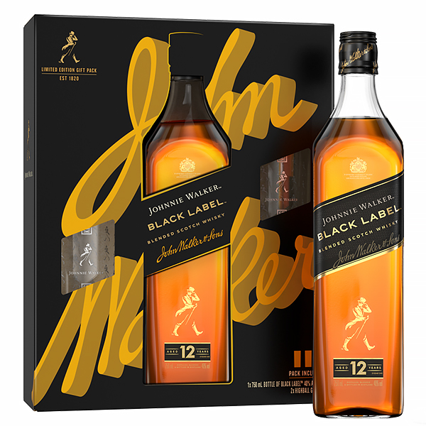 Johnnie Walker Black Label 12 ani Gift Set 0.7L